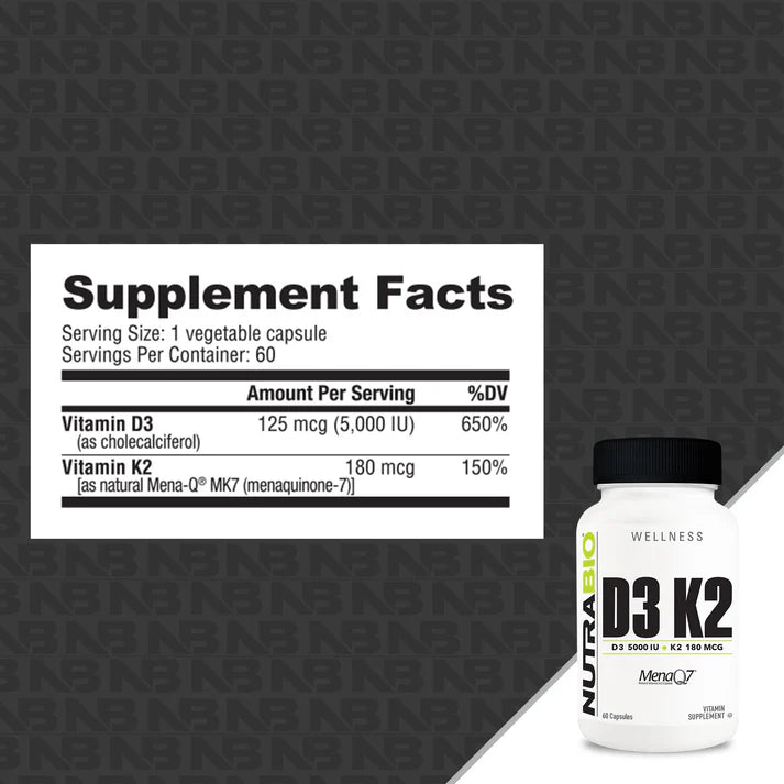 Nutrabio D3 & K2 60 Capsules