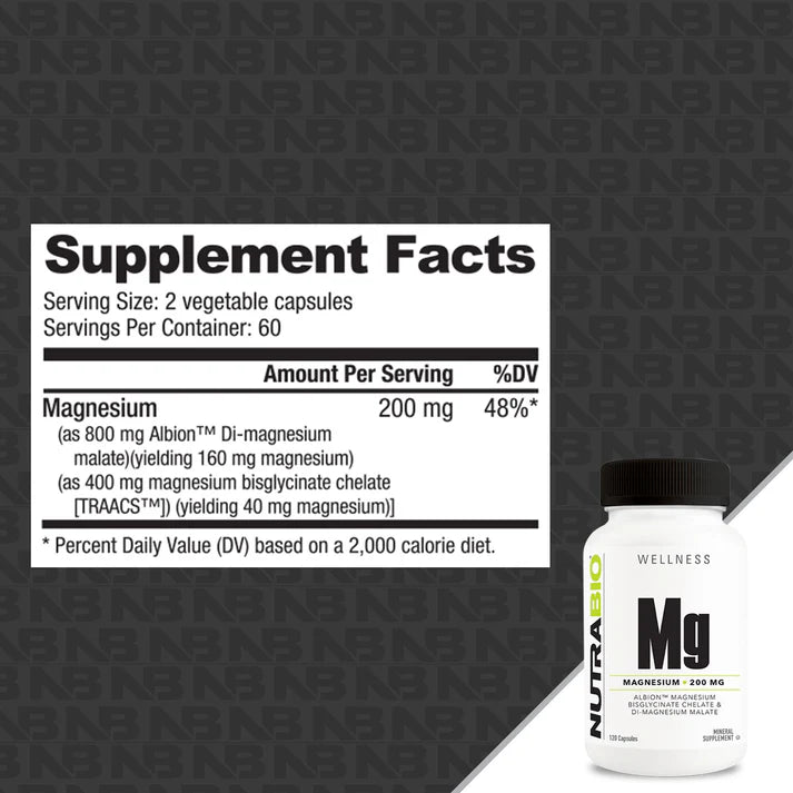 Nutrabio Magnesium 200 MG 120 Capsules