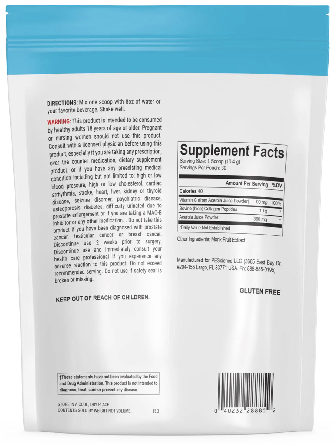 PE Science Collagen Peptides 30 Servings (Unflavored)